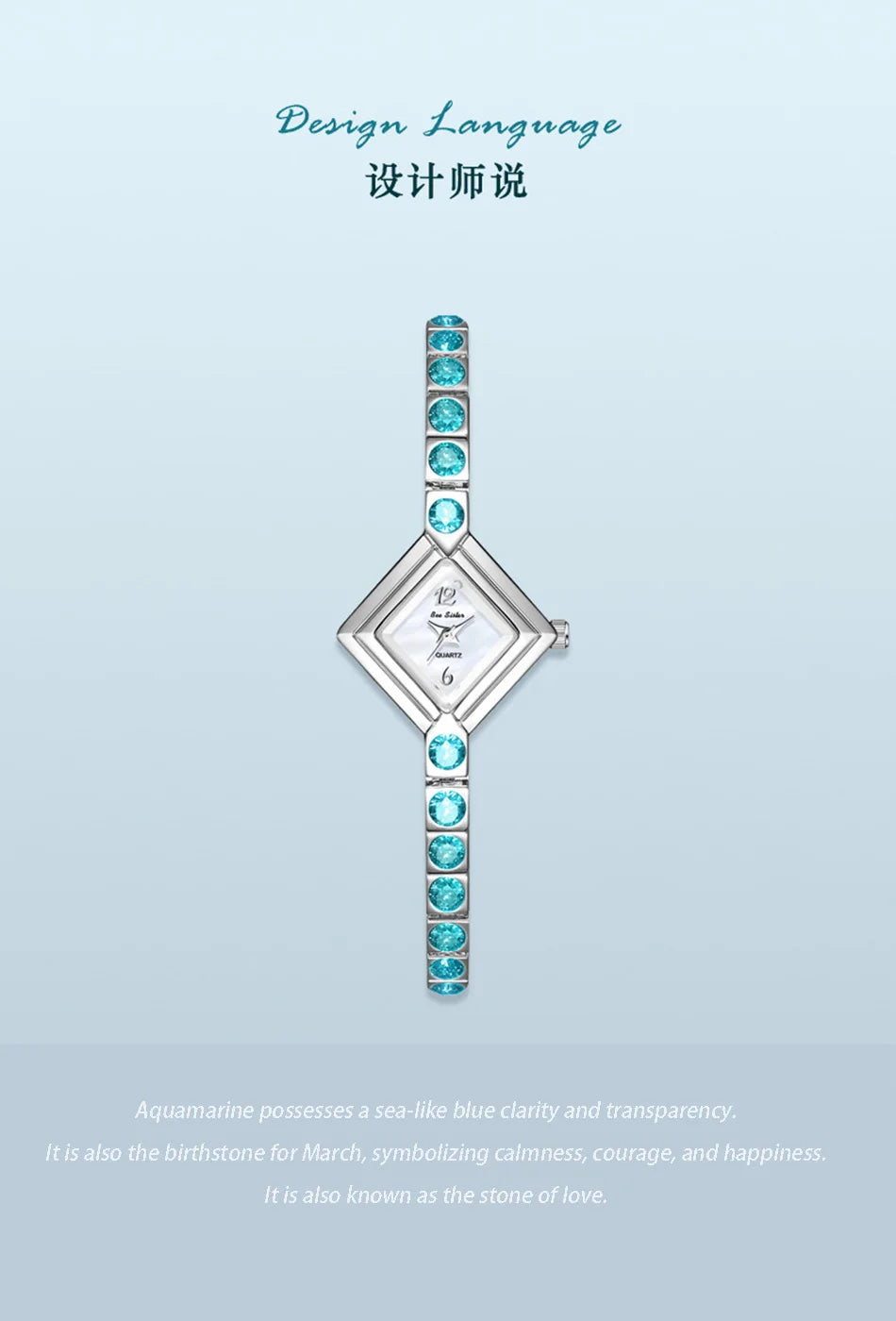 Luxury Women's Watch Square Dial Blue Rhinestones Bracelet Waterproof Fashion Elegant Wristwatch for Women Daily Wear Gifts.