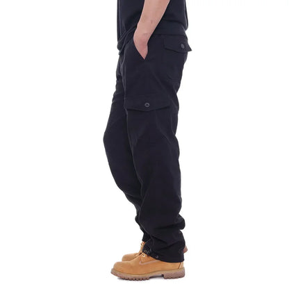 2025 Men's Casual Elastic Waist Plus Size Cargo Pants Multiple Pockets Loose Fit Trousers For Construction Site