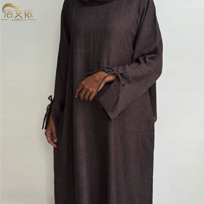 Dubai Turkey Solid Color Casual Muslim Long Loose Maxi Dress Robe Women Abaya Middle East Dubai Turkey.