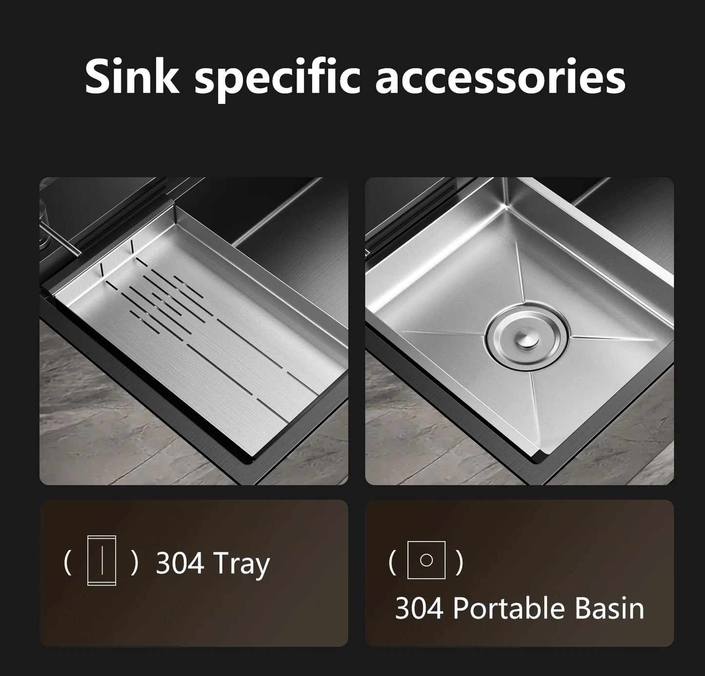 ASRAS large kitchen stainless steel nano sink with built-in waterfall faucet and large drainage outlet design