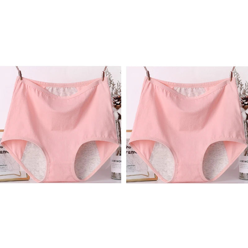 2pcs Girl Menstrual Panties Women's Physiological Briefs Ladies Period Leak Proof Panty High Waist Cotton Underwear.