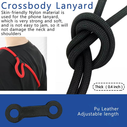 Phone Lanyard Adjustable 1 Cm Diameter Outdoor Universal Case Crossbody Shoulder Card Neck Cord Clip Hang Anti-lost Wrist Strap.