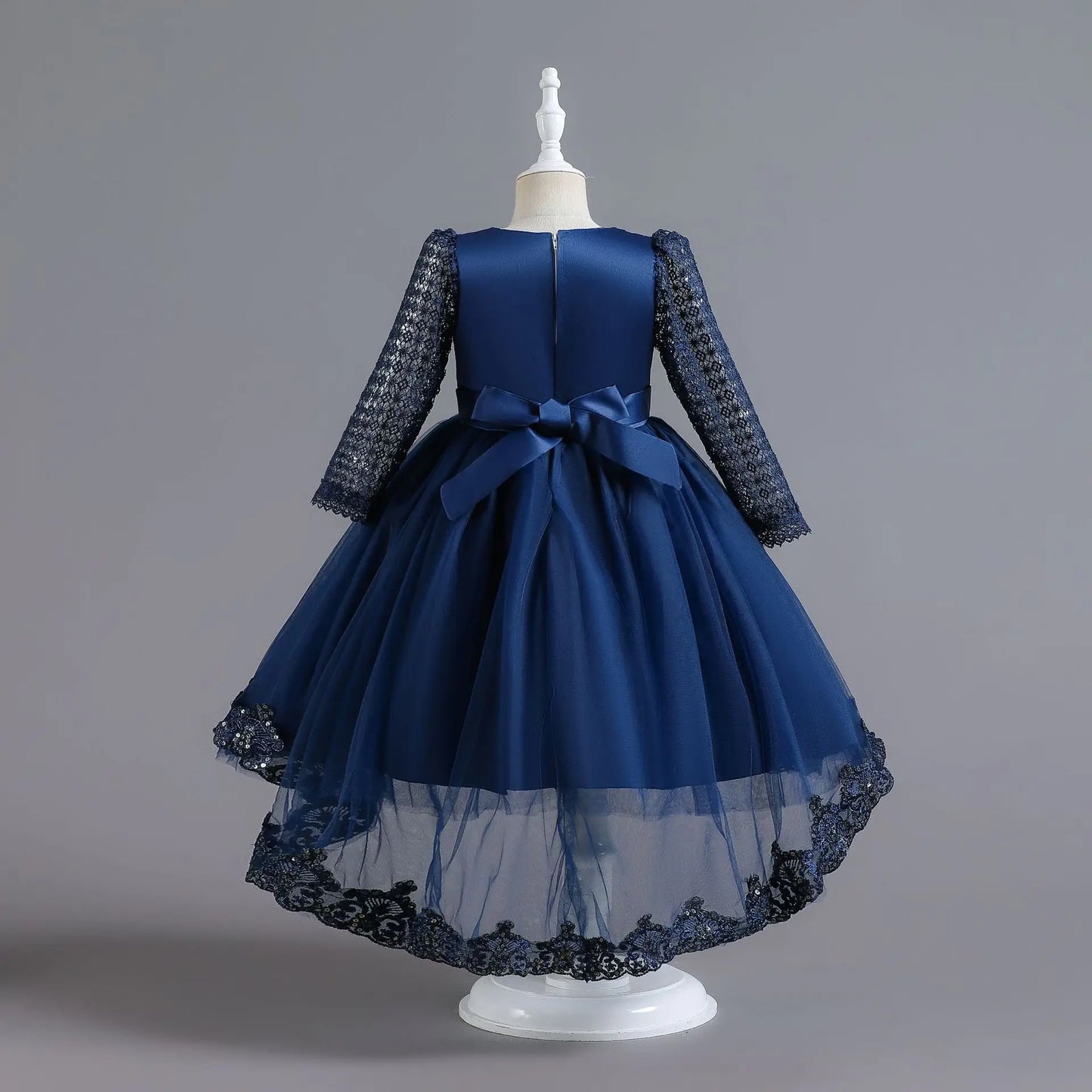 Party-Tüll-Kleider für Mädchen, langärmelig, Spitze, Perlen, nachgestelltes Prinzessinnenkleid für Kinder, Hochzeit, Geburtstag, Performance, Abendkleid.