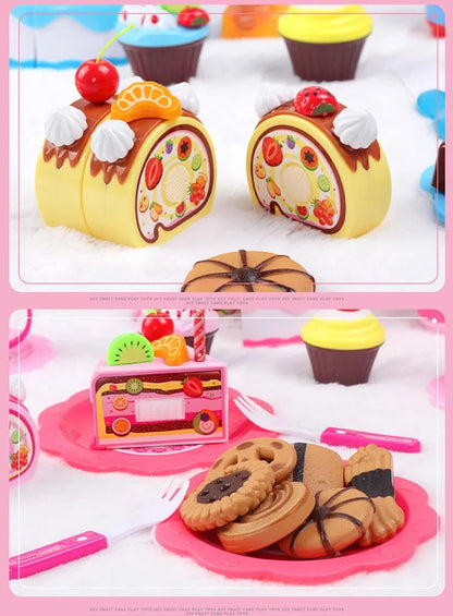 Kitchen Coffee Pretend Play Tea Set Children Toy Food Cake Model Girl Simulation Utensils Cut Kids Play House Birthday Cake Toys.