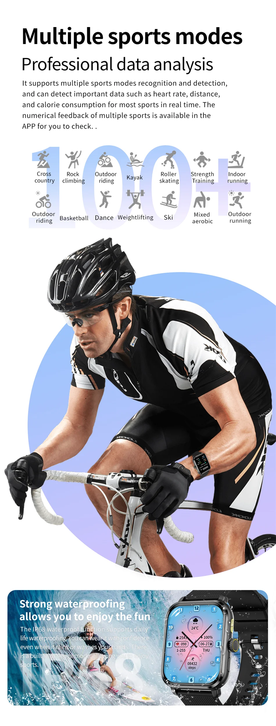 New 1.95" Smart Watch women Voice Call Heart rate Blood Pressure Custom Watches dial GPS Sport trajectory Smartwatch Men Women.