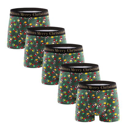 5 stücke Weihnachts Druck männer Unterhose Shorts Brief Bund Boxer Briefs Marke Männer Höschen Baumwolle Unterwäsche Mann Boxer Badehose