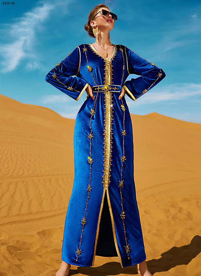Abaya Marokkanisches Dubai-Kaftan-langes Kleid für muslimische Frauen, Ramadan, Arabisch, Luxus-Stickerei-Spitze, Hochzeitskleid, islamisches Ne