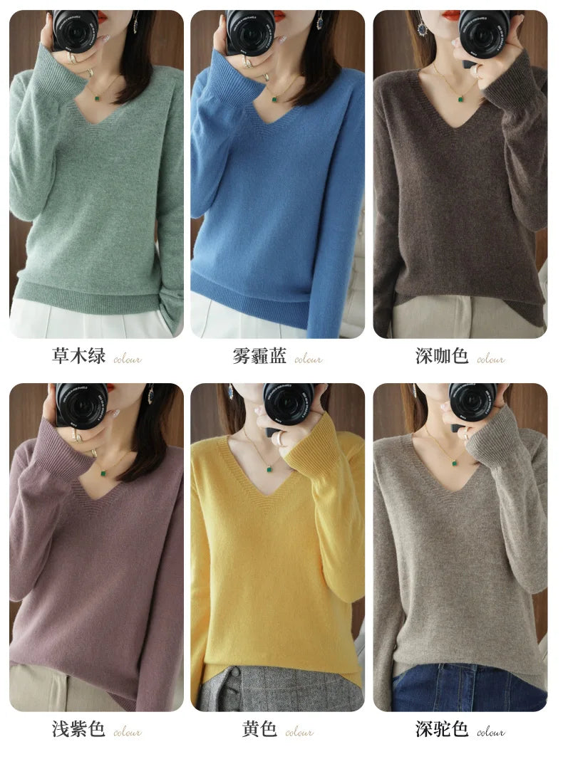 Neue Kaschmir frauen V-ausschnitt Pullover Spitze Neck Aushöhlen Design Beiläufige Gestrickte Lange Hülse frauen Pullover Herbst Und winter.