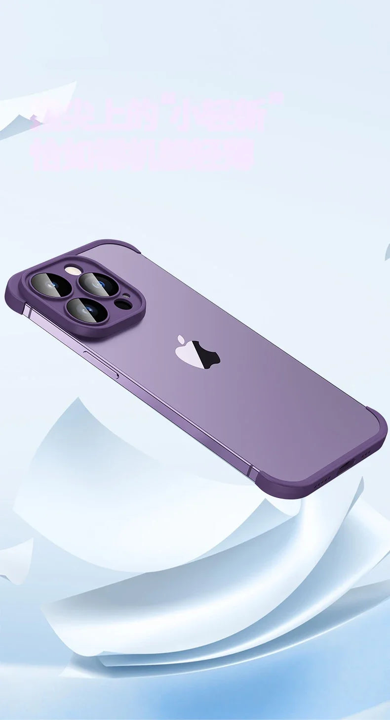 Frameless Silicone Bumper with Lens Protector Case for IPhone 17 Air 14 13 12 15 16 Pro Max Plus 15Pro 16Pro IPones Corner Cover.
