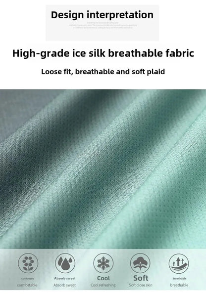 Men's Fitness Ice Silk Sports Suit Short Sleeve Training Room Basketball Morning Run Summer Outfit Shorts And T-shirt Set.