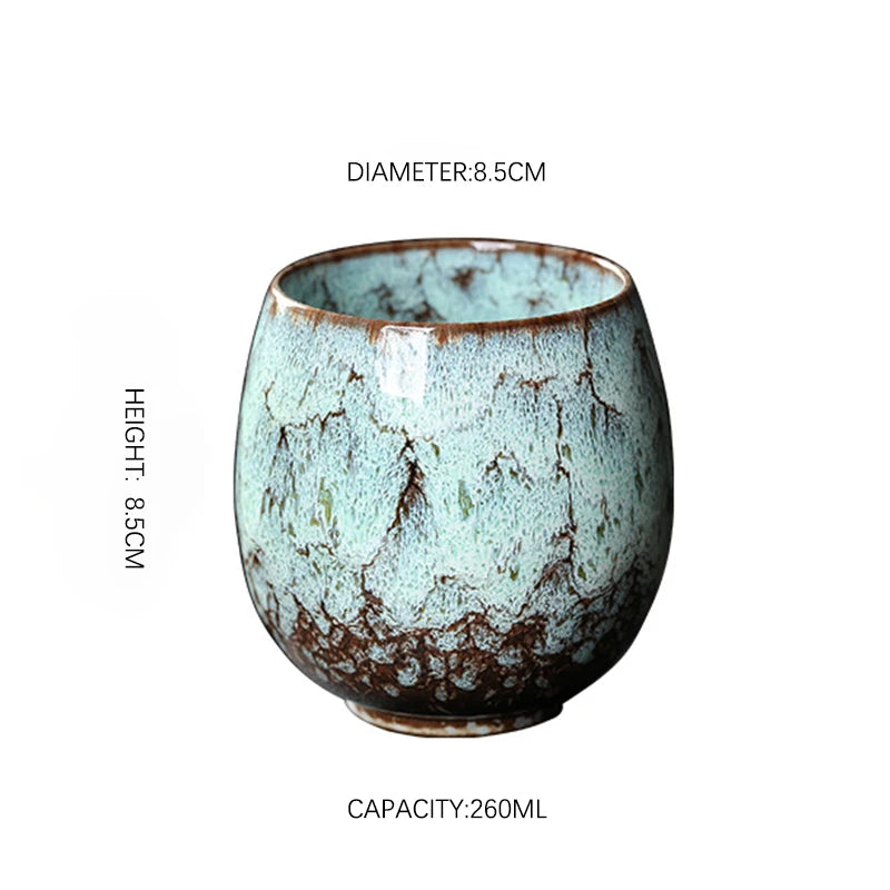 1pcs 250ml Chinese Style Kiln Changed Ceramic Coffee Cup Espresso Cups Pottery Cute Tea Cups Household Kung Fu Teacup Wholesale.