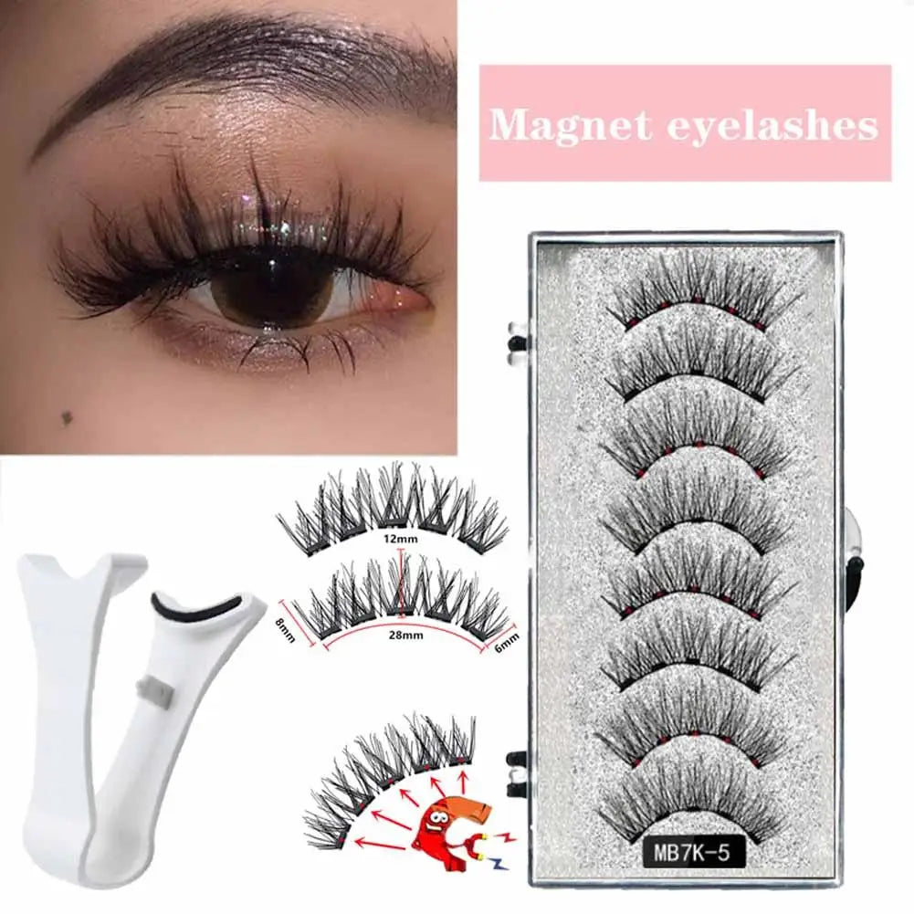 3D Natural Magnetic Eyelashes,With 5 Magnetic Lashes Shipping Box Eyelashes Handmade False Gift Reusable Support Drop Magne T6N2.