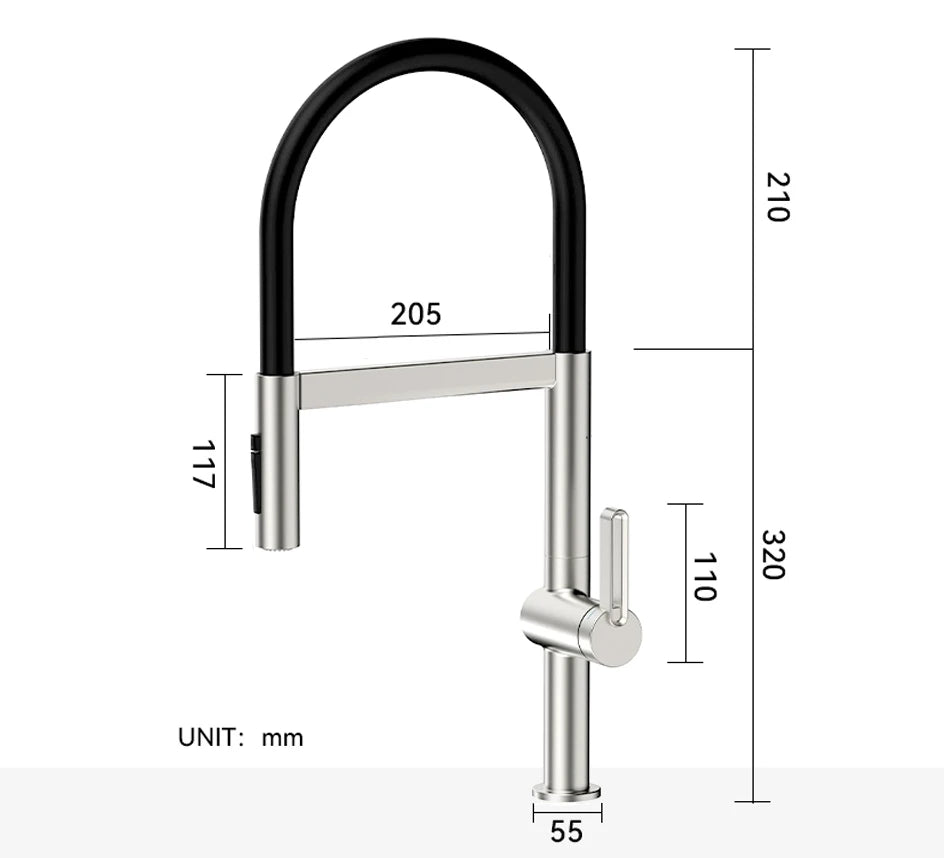 VGX Brushed Kitchen Faucet Sink Faucets Rubber Pull Down Stream Sprayer Taps Rotatable Kitchen Mixer Water Tap Hot Cold Crane