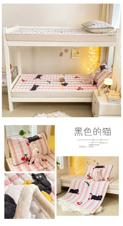 2024 Winter Milk Velvet Bedspread King Size Bed Cover Quilted Mattress Pad Washable Mattress Protector Bed Linen Queen Bedsheet.