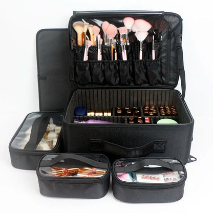 GLADCASE Makeup Case Large Waterproof Makeup Toolbox Professional With Brush Holder Beauty Cosmetic Suitcase Make Up Organizer.