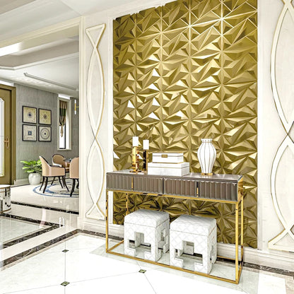 12pcs 30x30cm 3D Wall Panel Shining Gold 3D Wall Sticker Champagne gold color Wedding party background wall art Wood grain paper