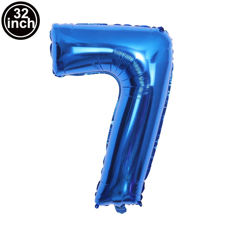 Blauer Ballon mit großen Zahlen, 32 Zoll, 0, 1, 2, 3, 4, 5, 6, 7, 8, 9, Geburtstag, Bachelorette-Luftballons, Figur, Golob-Party-Ballon-Dekoration.