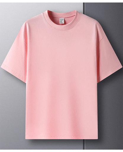 100% Pure Cotton Summer High-end Brand Men's Short Sleeve Round Neck Fashionable Style Half Sleeved Top Breathable T-shirt.