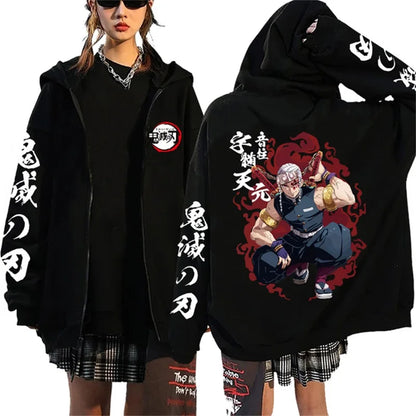 Designer Clothing Womens Luxury Essential Hoodies Japanese Anime Cartoon Demon Slayer Pattern Sweatshirt Womens Y2K Top Pullover.