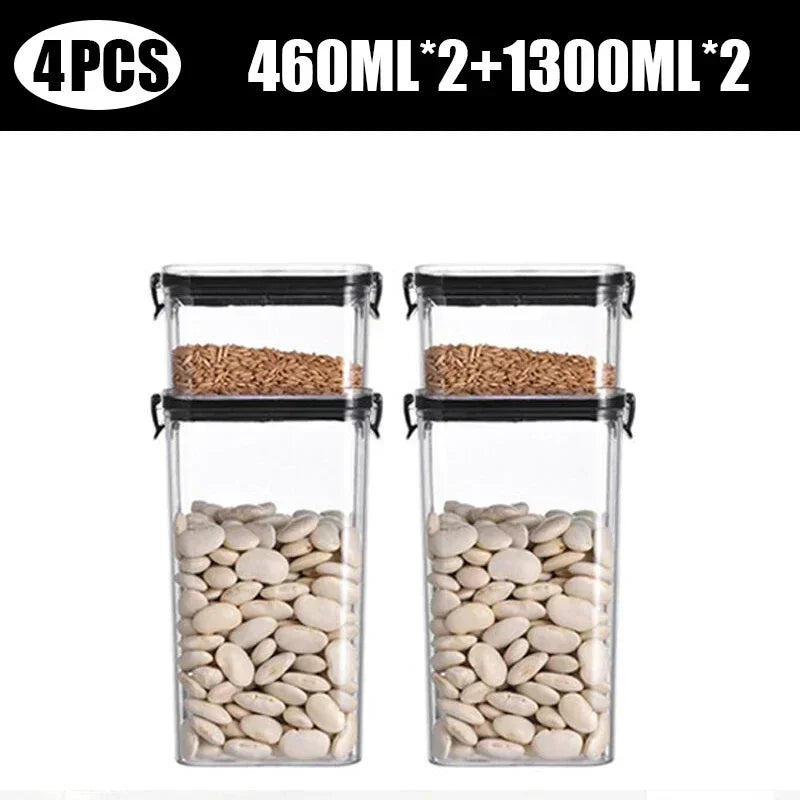 Dry Food Storage Box Food Containers Transparent Stackable Kitchen Spaghetti Noodles Sealed Tank Cans Organizers Bottles