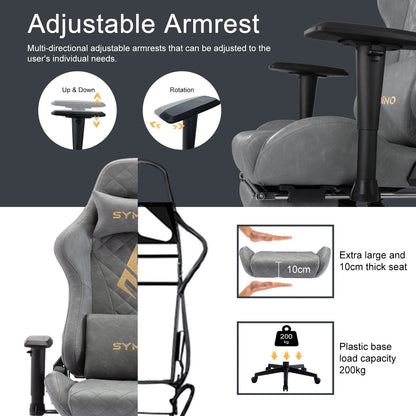 SYMINO Vintage ergonomischer Gaming-Stuhl aus PU-Leder