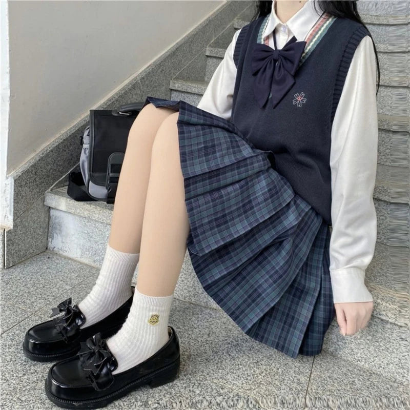 Pleated Skirts Women Japanese Preppy Style Plaid Faldas Kawaii Schoolgirls Chic Spring Autumn High Waist All-match Fashion Youth.