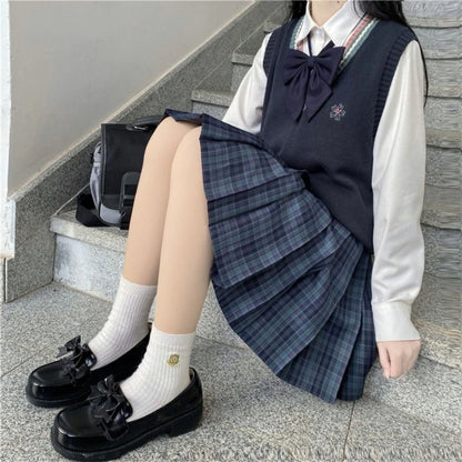 Pleated Skirts Women Japanese Preppy Style Plaid Faldas Kawaii Schoolgirls Chic Spring Autumn High Waist All-match Fashion Youth.