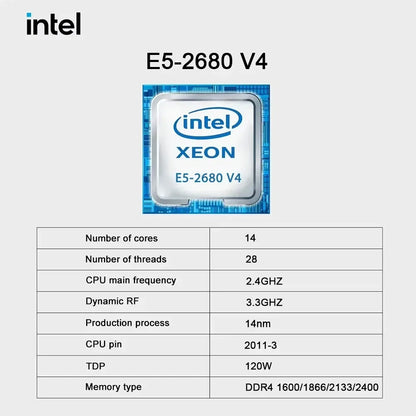 SOYO X99 Dual CPU Gaming Motherboard Kit lntel Xeon E5 2680 V4*2&DDR4 32GB (4*8GB) LGA2011-3 M.2 NVME for Desktop Computer Host.