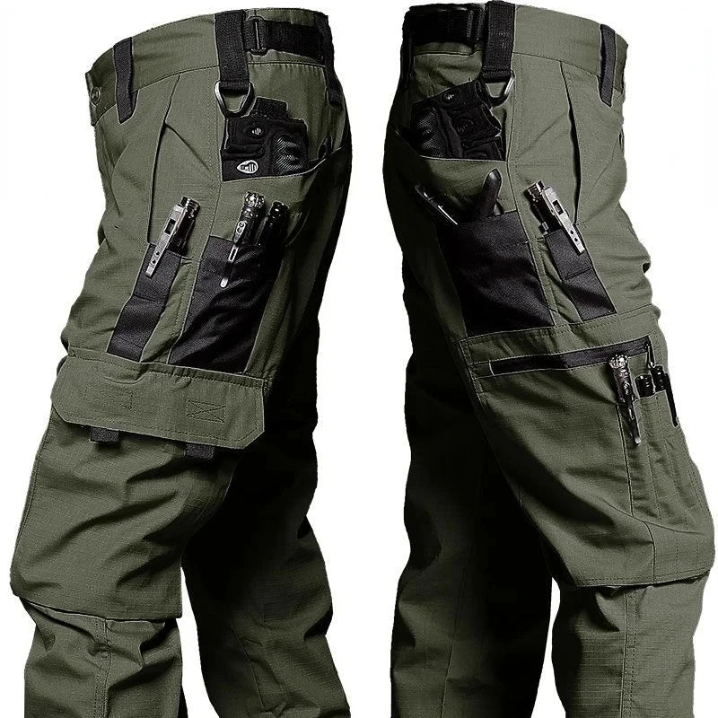 Black Camo Cargo Pants Outdoor Multi-pocket Ripstop Waterproof Trousers Male Autumn Wear-resistant Training Fishing Work Pant.