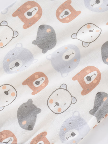 4PCS Neugeborenen Strampler Kurzarm Rundhals Cartoon Tier Blumen Drucken Body Onesies Für Baby Jungen Und Mädchen Kleidung