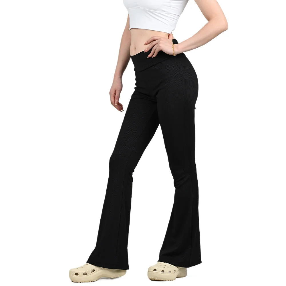 Woman Spring Summer Cinching Hip Lifting Fitness Exercise Elastic Bell Bottom Pants Women Casual Outdoor Running Yoga Pants.