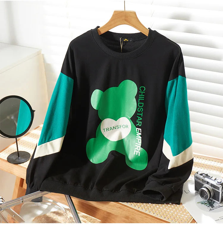 150Kg Plus Größe frauen Fehlschlag 157 Frühling Lose Langarm Rundhals Gedruckt Casual Sweatshirt 6XL 7XL 8XL 9XL 10XL 3-Farben.