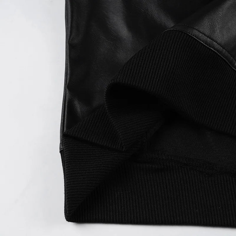 AltGoth Harajuku Streetwear Pu Leder Jacke Mall Gothic Cyber Punk Rollkragen Crop Mäntel Hipster Dark Grunge Rave Outfit Femme