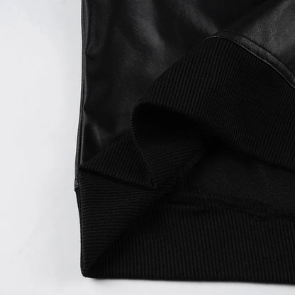 AltGoth Harajuku Streetwear Pu Leder Jacke Mall Gothic Cyber Punk Rollkragen Crop Mäntel Hipster Dark Grunge Rave Outfit Femme