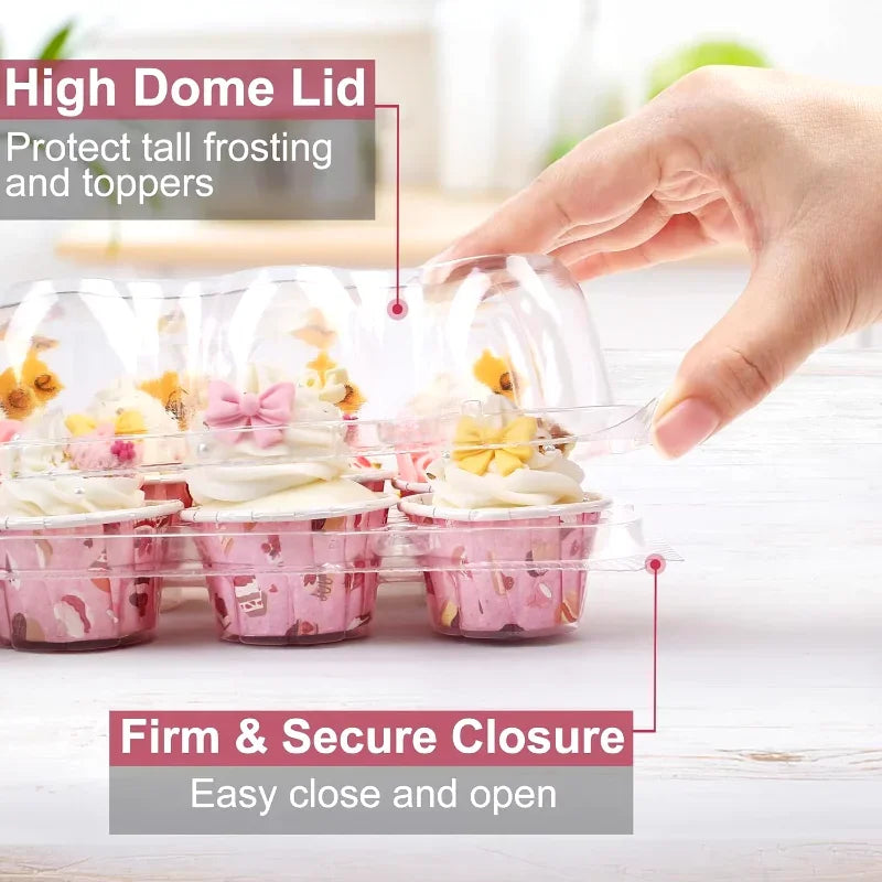 4/6/12 Count Cupcakes Box Tray Container Cake Carrier Holder Muffin Boxes Baking Muffins Egg Tart Storage Tray Tall Dome Lids.