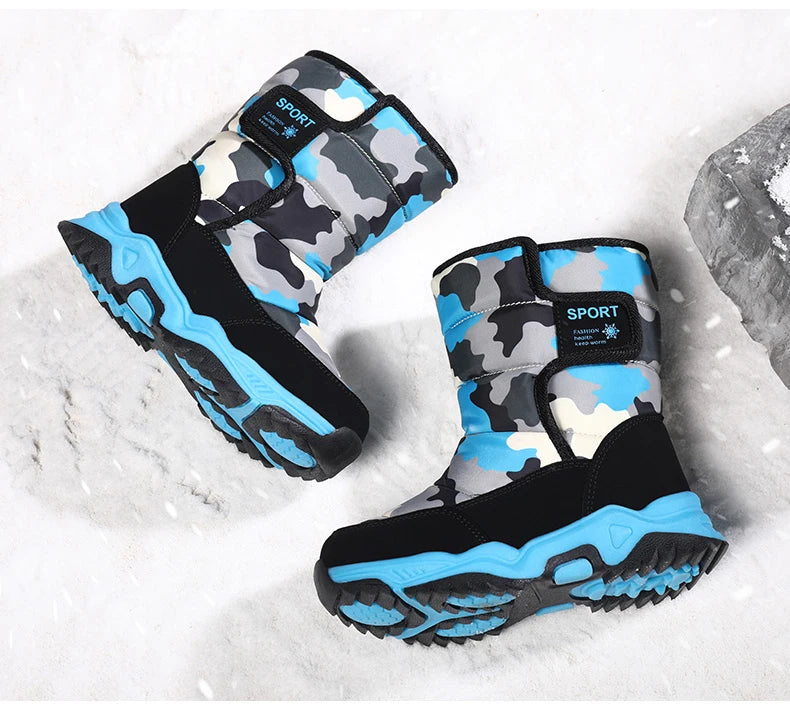 2025 Winter Children Shoes Plush Waterproof Fabric Non-Slip Girl Shoes Rubber Sole Snow Boots Fashion Warm Outdoor Boots