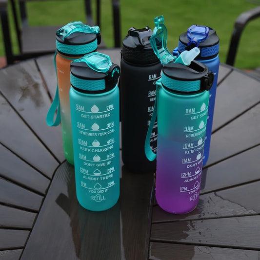 1 Liter Water Bottle Motivational Sport Water Bottle Leakproof Bottles Drinking Outdoor Travel Gym Fitness Jugs for Kitchen Cups.