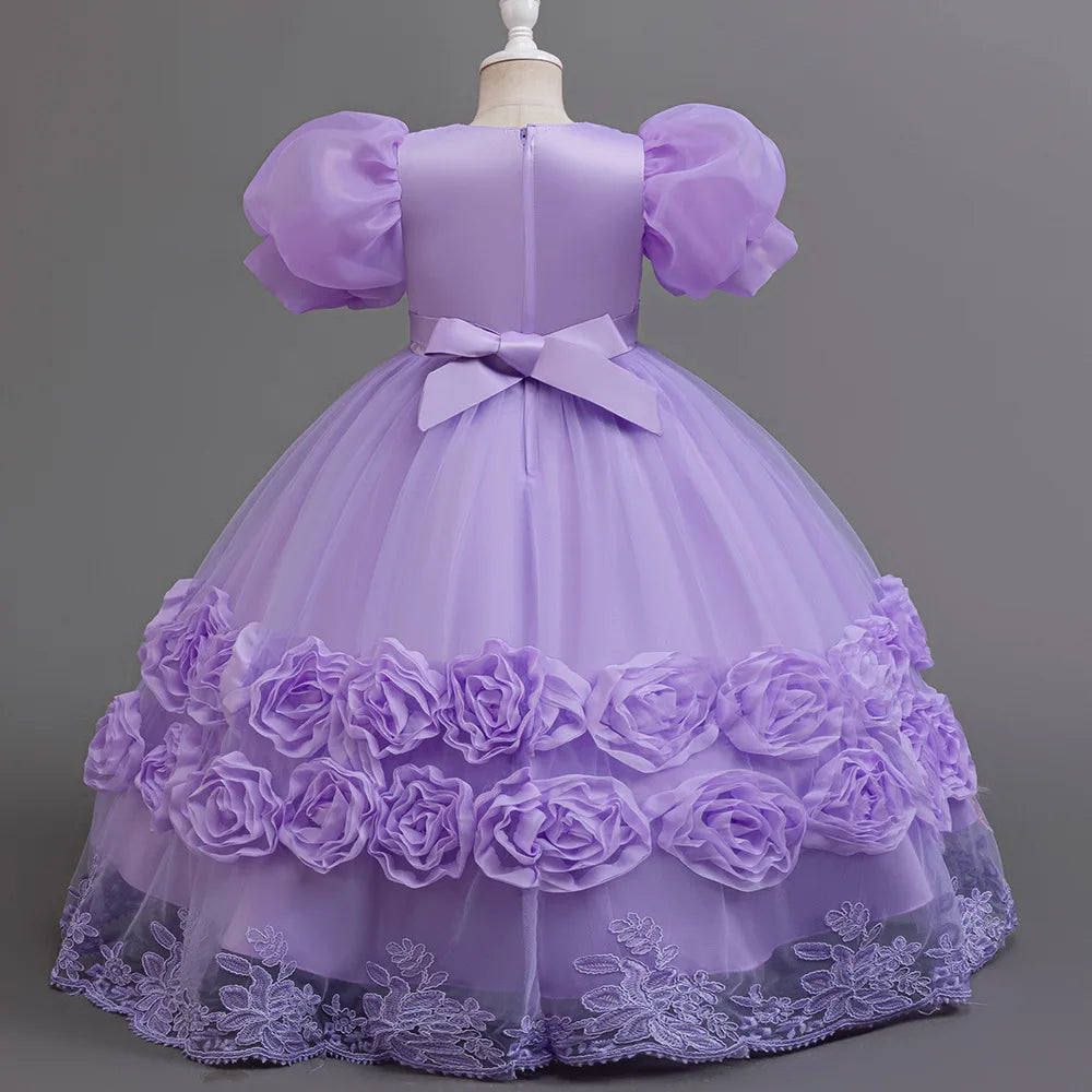 4-12 Jahre altes Blumenjungen-Hochzeitskleid, Abendkleid, Pailletten, langes Halloween-Mädchenkleid, Weihnachtsaufführung, Gastgeber-Redenen.