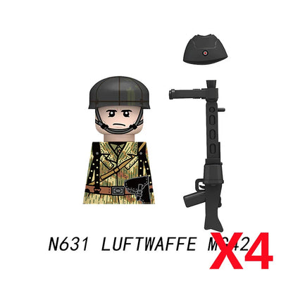 Military WWII Figure Building Blocks Accessories MP40 Rocket Launcher MG42 Officer Army Camouflage Soldier Pzf 98K Toy Gift N029