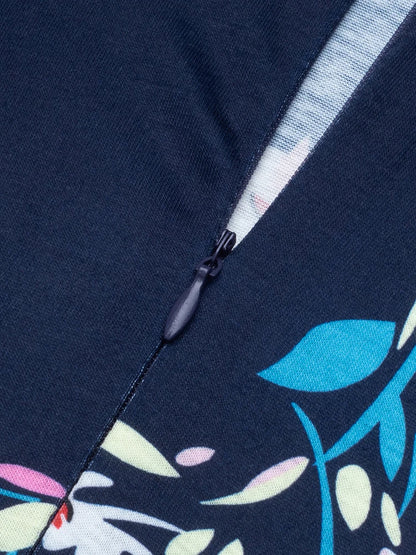 Nice-forever Vintage Elegante Blumen Druck Plissee Rundhals vestidos A-Line Pinup Business Party Frauen Flare Swing Kleid A102