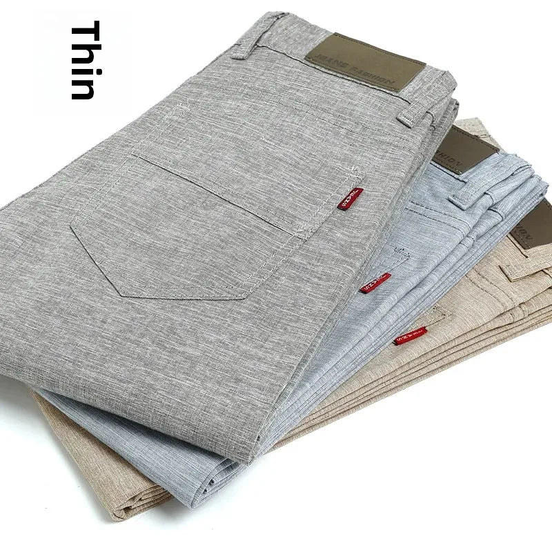 Summer Thin Men's Casual Pants Straight-Leg Loose-Fit Linen Trousers Youth Men's Pants Direct From Manufacturer Wholesale.