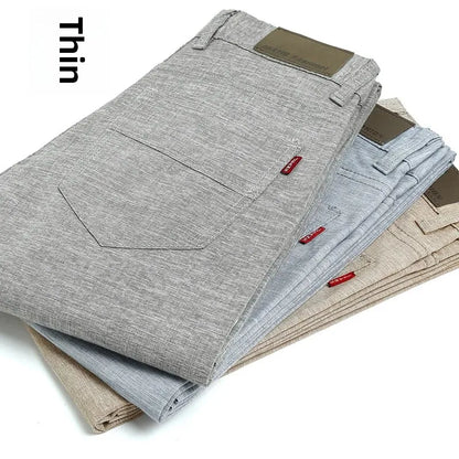 Summer Thin Men's Casual Pants Straight-Leg Loose-Fit Linen Trousers Youth Men's Pants Direct From Manufacturer Wholesale.