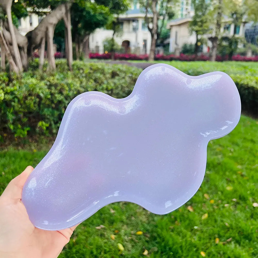 Large Cloud Tray Cement Mold Resin Butterfly Moon Pea Shaped Jewelry Display Tray Gypsum Concrete Mold for Terrazzo Creation.