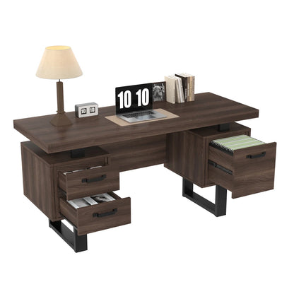 Moderner Schreibtisch im minimalistischen Stil, MDF-Desktop mit hochwertigem Stahlrohr, super langlebig, Aufbewahrungsdesign, geräuschlose Schublade