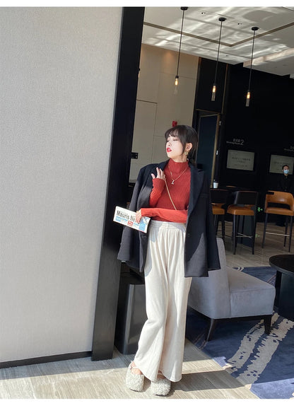 Winter Langarm Mock Neck Gestrickte Frauen Pullover Pullover Schlank Stricken Pullover Frauen Tops Blusas Mujer De Moda 2024 Blusa J995