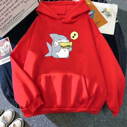 Jeff The Landshark Cute Hoodies Cartoon Print Harajuku Manga Sweatshirt Long-sleeved Fleece Clothing Sudaderas Casual Pullovers