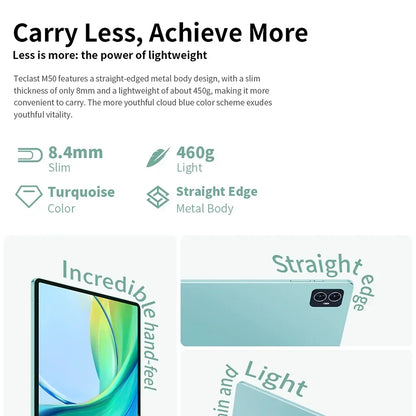 Teclast M50 Tablet 6GB RAM 128GB ROM Unisoc T606 Octa-core 10.1inch TDDI Android 14 WiFi BT5.0 6000mAh Type-C Tablet Case.