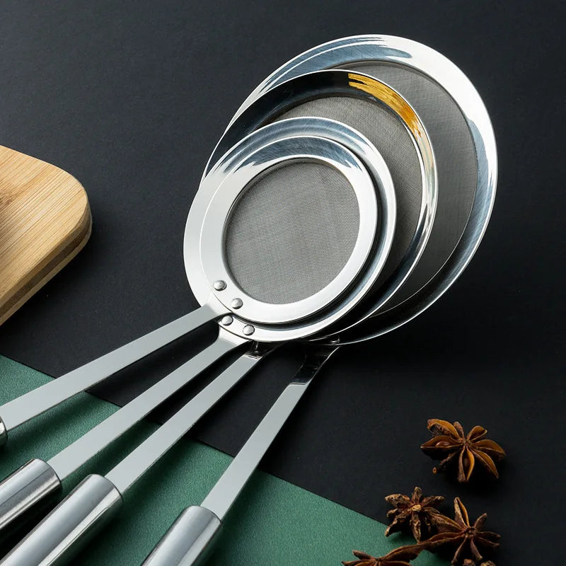 Fine Mesh 304 Stainless Steel Strainer Sieve Juice Egg Filter Colanders Coffee Tea Vegtables Filtering Food Kitchen Accessories.