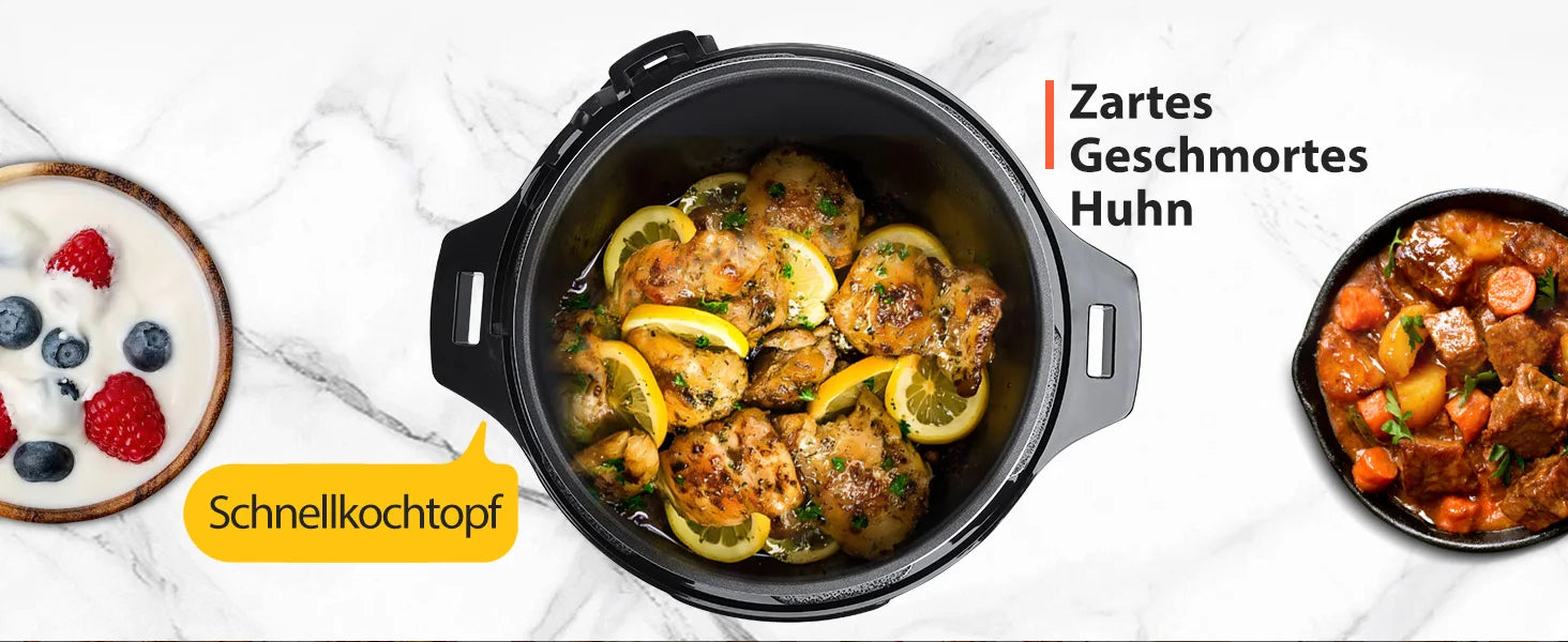 Aigostar Pressure Cooker 6L, 18-in-1 Multicooker, Keep Warm, Non-Stick Coating, Easy Cleaning, Digital Touchscreen, 1000W Pressu.