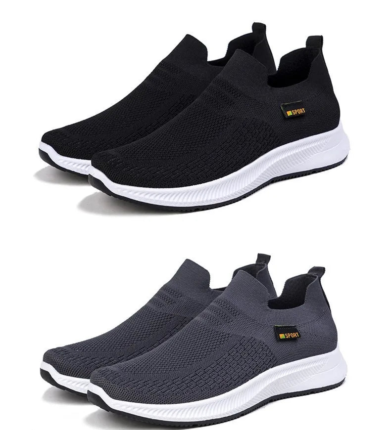 Men Walking Shoes Knit Mesh Breathable Sneakers Lightweight Sneakers Slip-on Mens Casual Shoes Fashion Comfort.